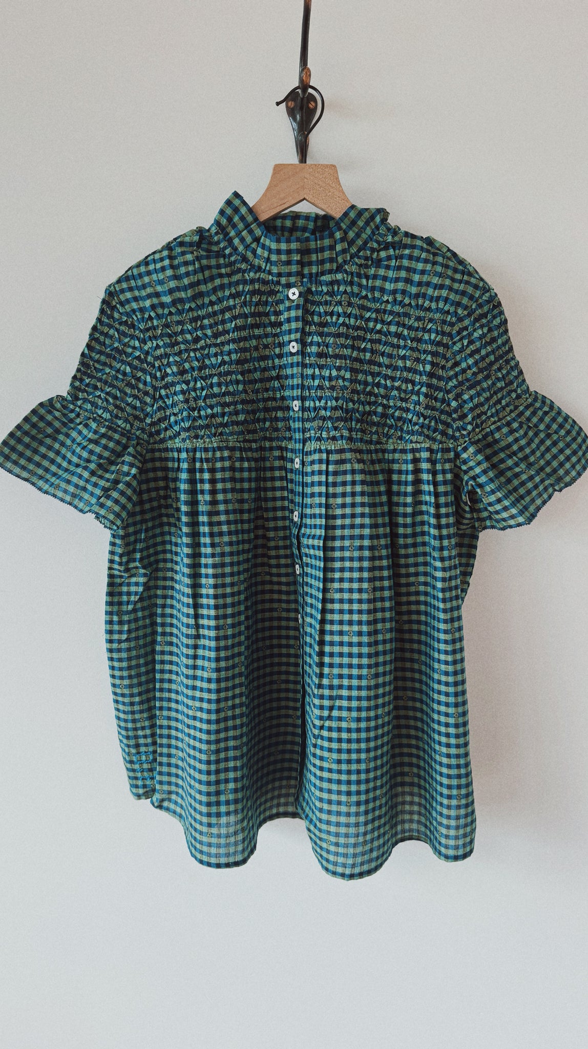 Nora top, <i>green dobby</i>